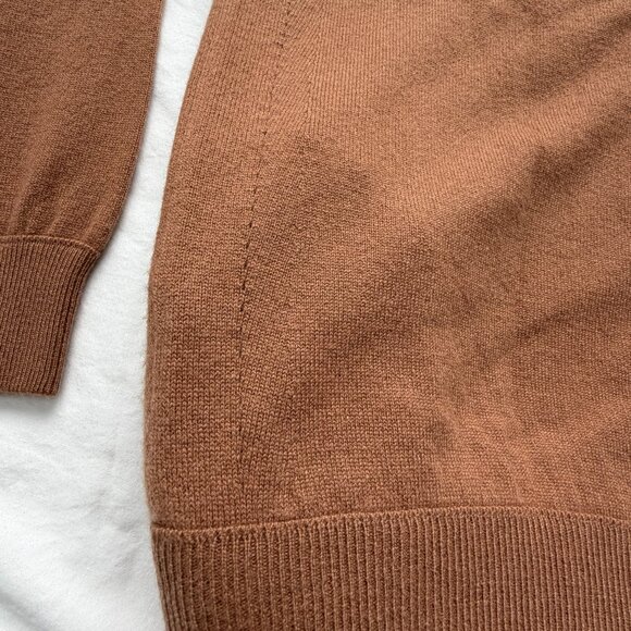FERRAGAMO Camel Cashmere Cardigan V-Neck Sweater M/L - Picture 11 of 12